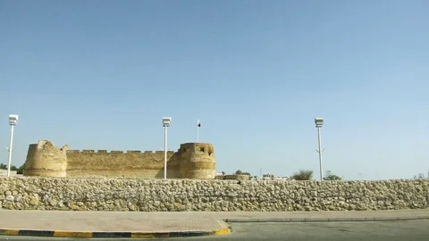 Camera car. Arad Fort Muharraq. Bahrain Stock Footage 87178491
