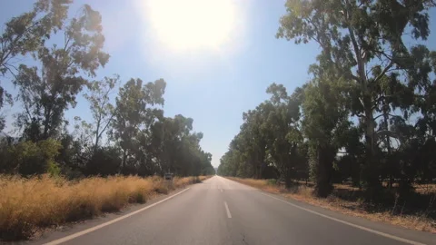 Camera car front pov driving on countryside road by in Peloponneso, Greece Stock Footage 143681905
