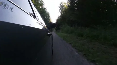 Camera on car moving along the road in the forest Stock Footage 202613900