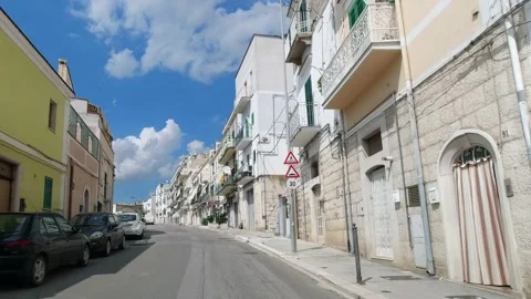 Camera car video inside Minervino Murge, Barletta, Andria-Trani, Puglia, Italy Video stock 148039490