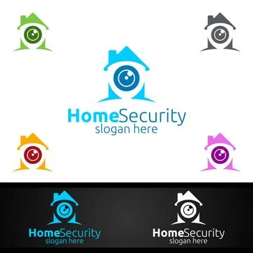 Camera CCTV Home Security Logo for Network, Internet, Monitoring, and Alarm Stock Illustration