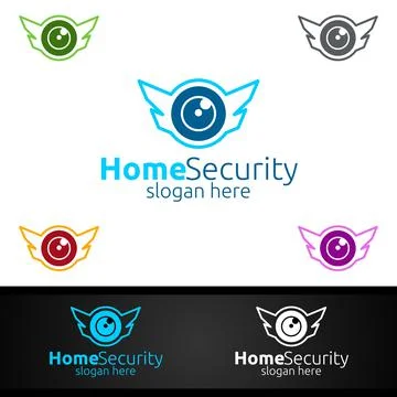 Camera CCTV Home Security Logo for Network, Internet, Monitoring, and Alarm Stock Illustration