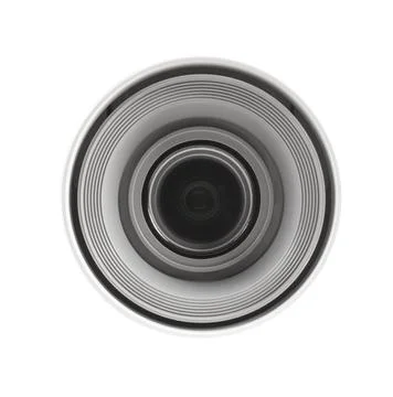 Camera CCV or projector lens isolated over wjite background front view Stock Photos