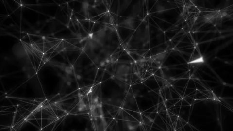 Camera changes its focus distance from near to far. Glowing network connections Stock Footage 115569983