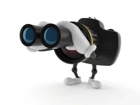 Camera character looking through binoculars イラスト素材