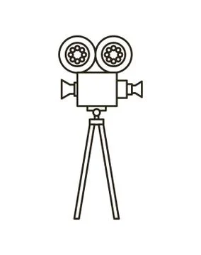 Camera cinema flat line icon Stock Illustration