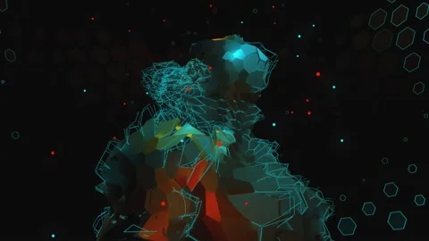 Camera circling around a humanoid robot changing color Stock Footage 234103085