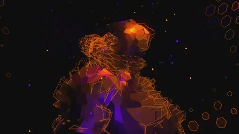 Camera circling around humanoid robots changing color Stock Footage 234103142