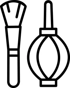 Camera cleaning brush and blower line icon Stock Illustration