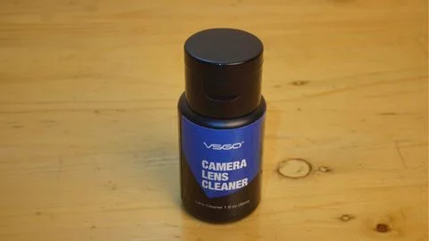 Camera cleaning liquid bottle Stock Photos