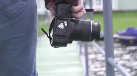 Camera close-up shot while walking the pier Stock Footage 66774333