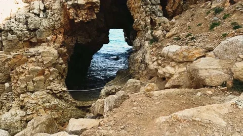 Camera Closing To Oceancave Stock Footage 162834970