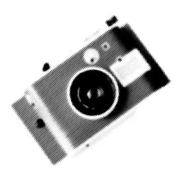 Camera collage. Design element in trendy dotted pop art style. Retro halftone 스톡 일러스트