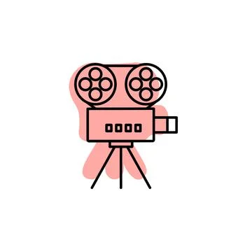 Camera with color shadow vector icon in movie, cinema, film, screen, flicks set Stock Illustration