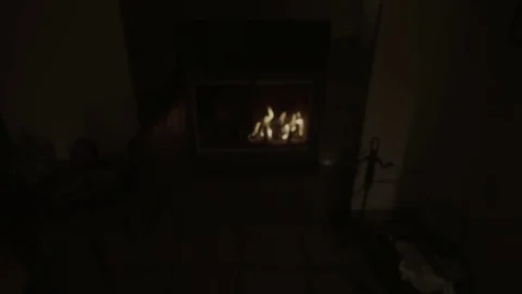The camera comes close to the fireplace Stock Footage 71182744