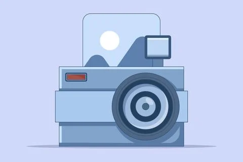 Camera concept, camera taking photo, Polaroid Camera. Ilustración de archivo
