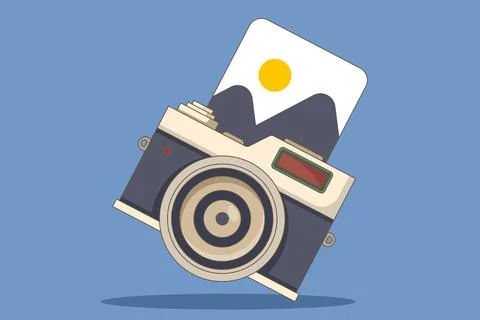 Camera concept, camera taking photo, Polaroid Camera. Stock Illustration