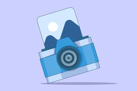 Camera concept, camera taking photo, Polaroid Camera. Ilustración de archivo