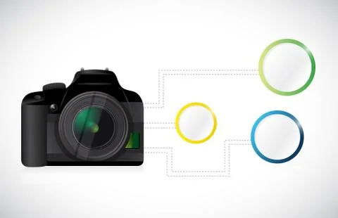 Camera connected to a diagram illustration Stock Illustration