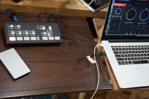 Camera control board and computer Stock Photos