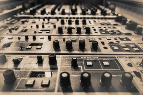Camera control units in a rack. Video Recording Equipment. 写真素材