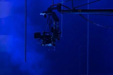 Camera crane with a camera in a television studio Stock Photos
