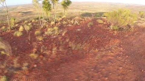 Camera Crane Up Over The Mountains Around Mt Isa Stock Footage 46878745