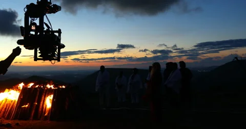 Camera Crane silhouette Stock Footage 293033201