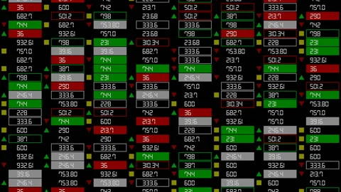 The camera crawls up the broker's board. Video stock 95462619