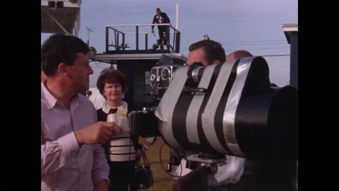 Camera crew photographing Gemini space rocket launch  Stock Footage 263445495