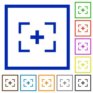 Camera crosshairs flat framed icons 스톡 일러스트