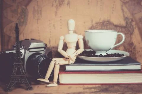 Camera Cup  coffee Stock Photos