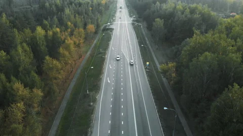 The camera descends on the road. Stock Footage 95312647