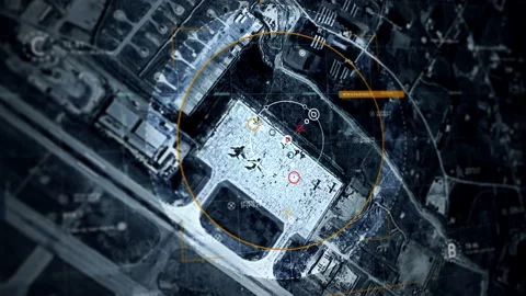 Camera Detects Hmeimim Air Base Syria, Satellite Camera, Radar, Object. Zooms In Video stock 269140134