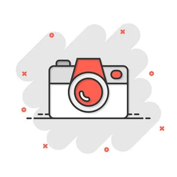 Camera device sign icon in comic style. Photography vector cartoon illustrati Illustrazione stock