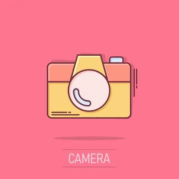 Camera device sign icon in comic style. Photography vector cartoon illustra.. 스톡 일러스트