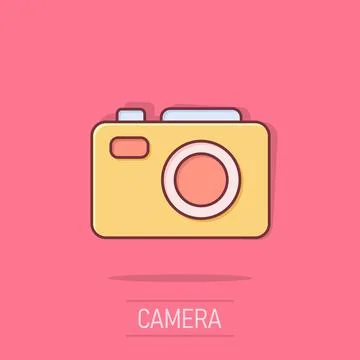 Camera device sign icon in comic style. Photography vector cartoon illustra.. 스톡 일러스트