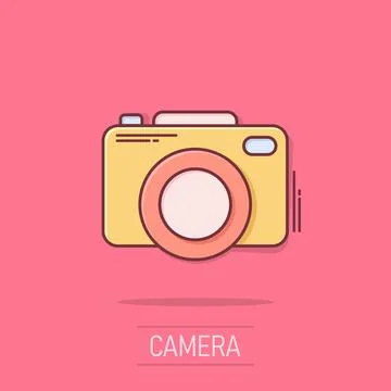 Camera device sign icon in comic style. Photography vector cartoon illustra.. 스톡 일러스트
