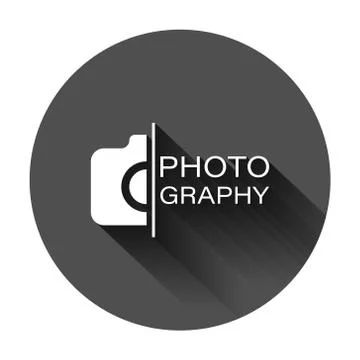 Camera device sign icon in flat style. Photography vector illustration on bla Stock Illustration