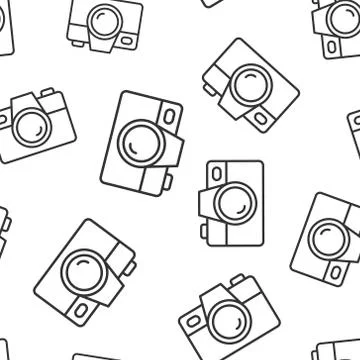 Camera device sign icon seamless pattern background. Photography vector illus Stockillustratie