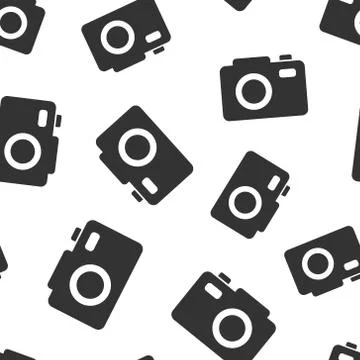Camera device sign icon seamless pattern background. Photography vector illus Stockillustratie
