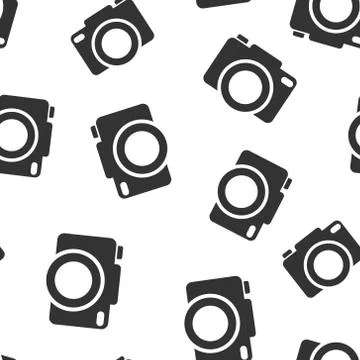 Camera device sign icon seamless pattern background. Photography vector illus Stock Illustration