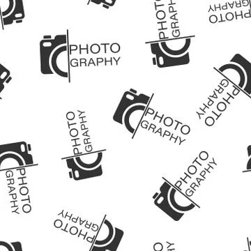 Camera device sign icon seamless pattern background. Photography vector illus Illustrazione stock