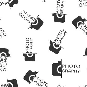 Camera device sign icon seamless pattern background. Photography vector illus Stock Illustration