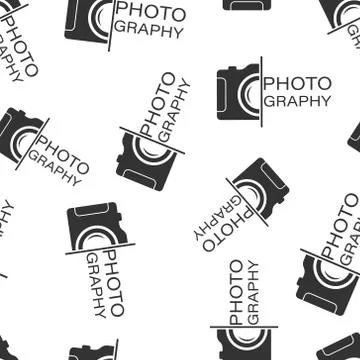 Camera device sign icon seamless pattern background. Photography vector illus Stock Illustration