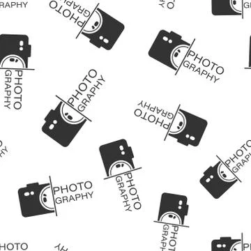 Camera device sign icon seamless pattern background. Photography vector illus Stock Illustration