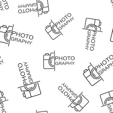 Camera device sign icon seamless pattern background. Photography vector illus Stock Illustration