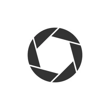 Camera diaphragm icon in flat style. Lens sign vector illustration on white i Illustrazione stock