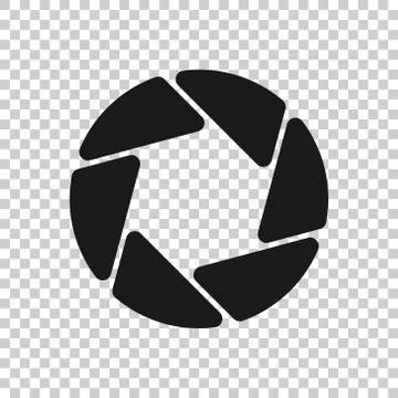 Camera diaphragm icon in flat style. Lens sign vector illustration on white i Stock Illustration