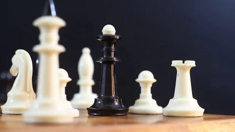 Camera Directions to pieces on a chessboard Stock Footage 77278998